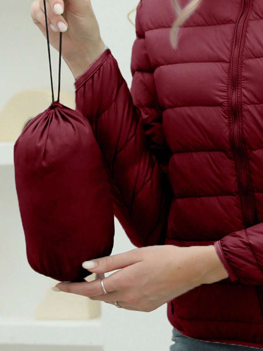 ZIAI Women Long Sleeve Hooded Down Coat Regular Length Warm Filled Jacket With Pockets And Zipper