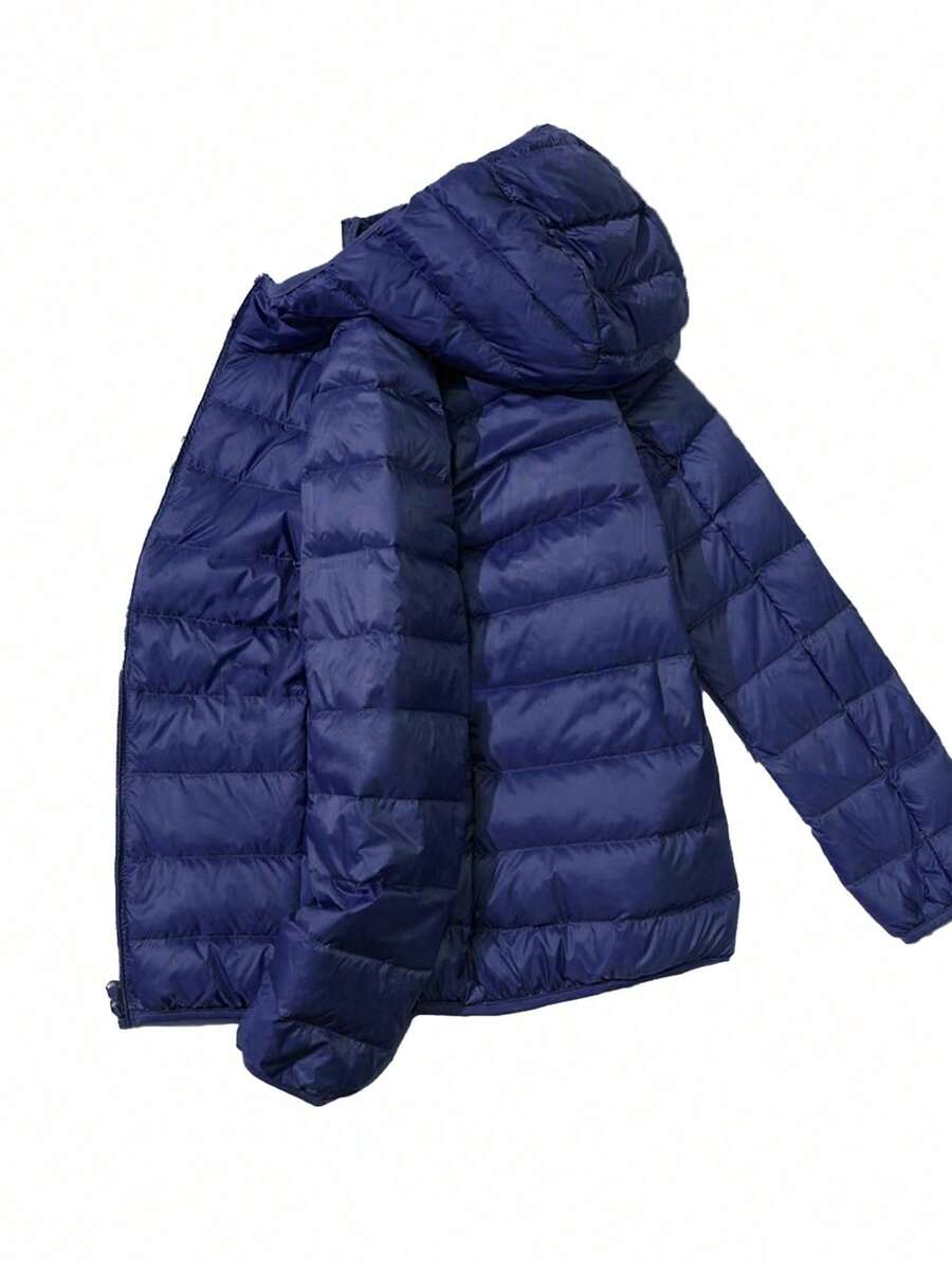 ZIAI Women Long Sleeve Hooded Down Coat Regular Length Warm Filled Jacket With Pockets And Zipper