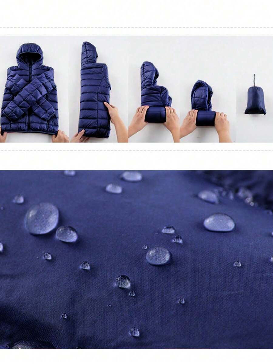 ZIAI Women Long Sleeve Hooded Down Coat Regular Length Warm Filled Jacket With Pockets And Zipper