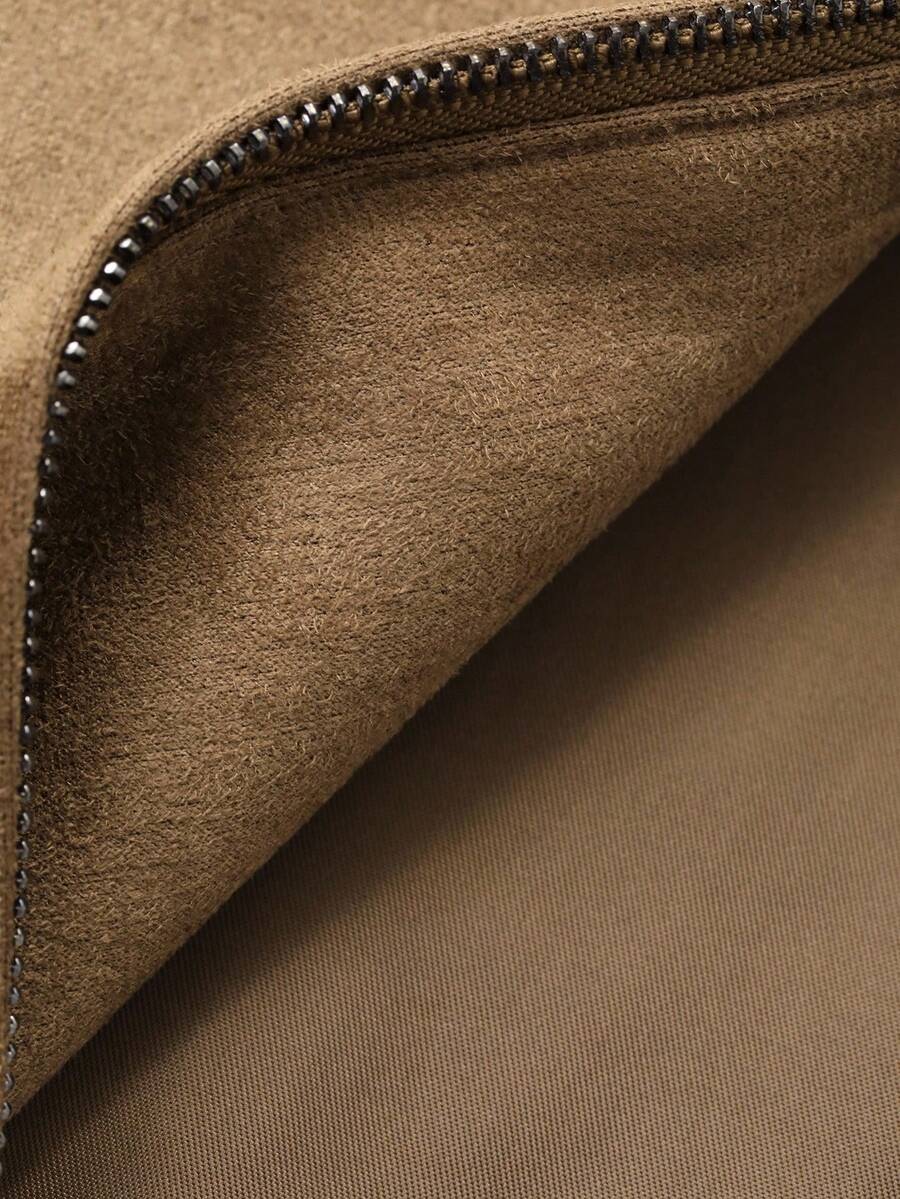 DAZY Men's Solid Black Suede Fleece Jacket And Coat, Autumn, Grunge