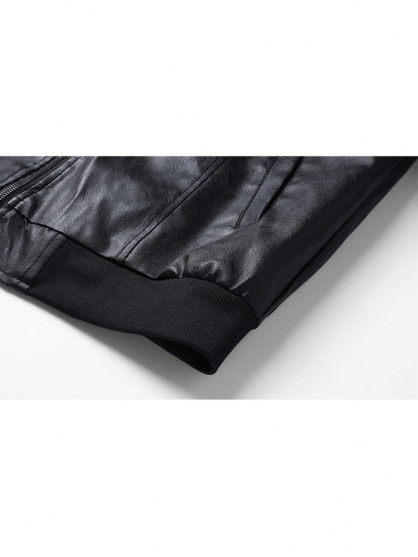 1pc Men's Black Fitted Leather Jacket,Motorcycle Style,Fashionable Urban Men Leather Jacket, Gifts For Husband,Boyfriend,Autumn/Winter
