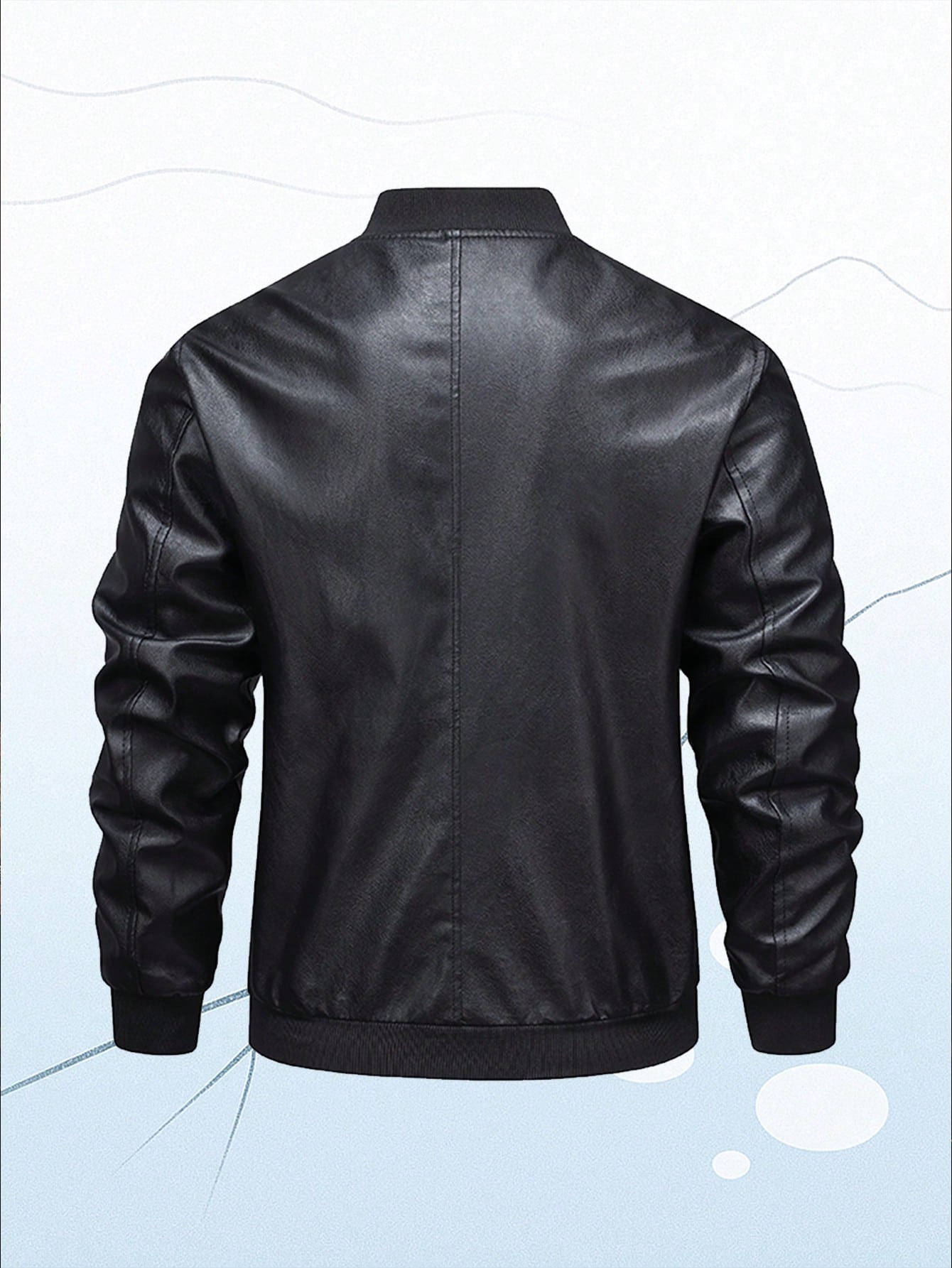 1pc Men's Black Fitted Leather Jacket,Motorcycle Style,Fashionable Urban Men Leather Jacket, Gifts For Husband,Boyfriend,Autumn/Winter