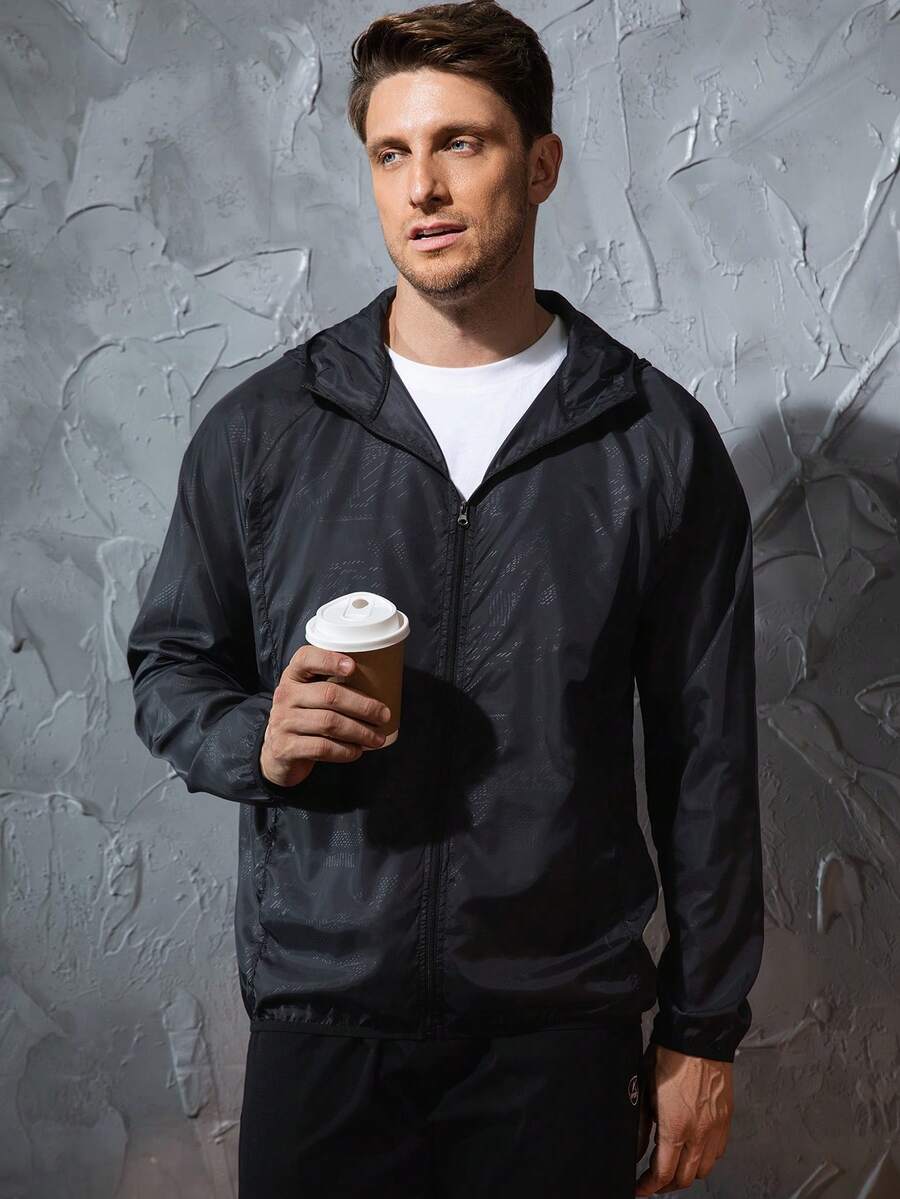 Men's Lightweight Jacket Outdoor Casual Windbreaker Waterproof Ultra-Light Solid Color Jacket Cycling Long Sleeve Coat