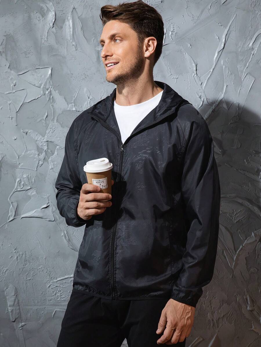 Men's Lightweight Jacket Outdoor Casual Windbreaker Waterproof Ultra-Light Solid Color Jacket Cycling Long Sleeve Coat