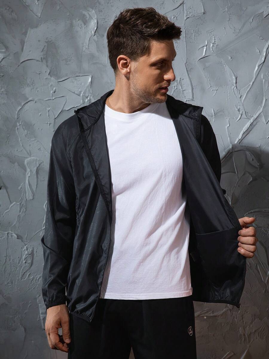 Men's Lightweight Jacket Outdoor Casual Windbreaker Waterproof Ultra-Light Solid Color Jacket Cycling Long Sleeve Coat