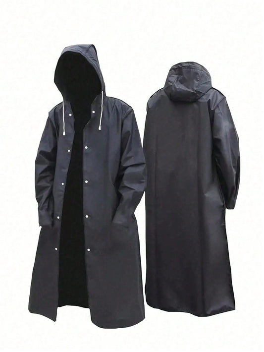 1/2pcs Men's Women's Solid Waterproof Long Sleeve Hooded Raincoat Windproof, Water Resistant, Quick Dry Ideal For Cycling And Outdoor Adventures Foldable, Portable