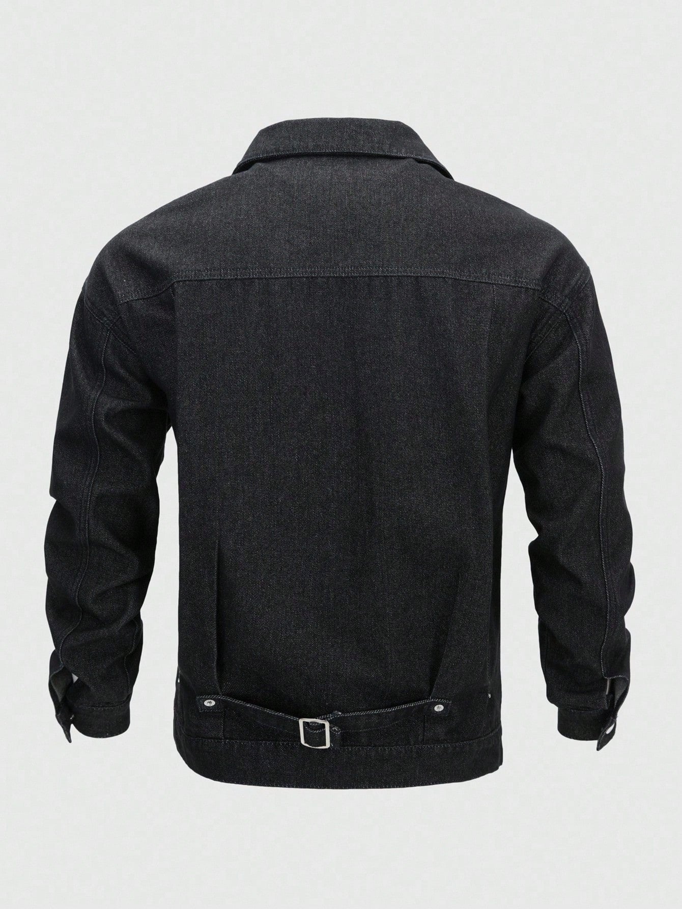 Manfinity Homme Men's Vintage Black Short Denim Jacket, American Style, Autumn/Spring