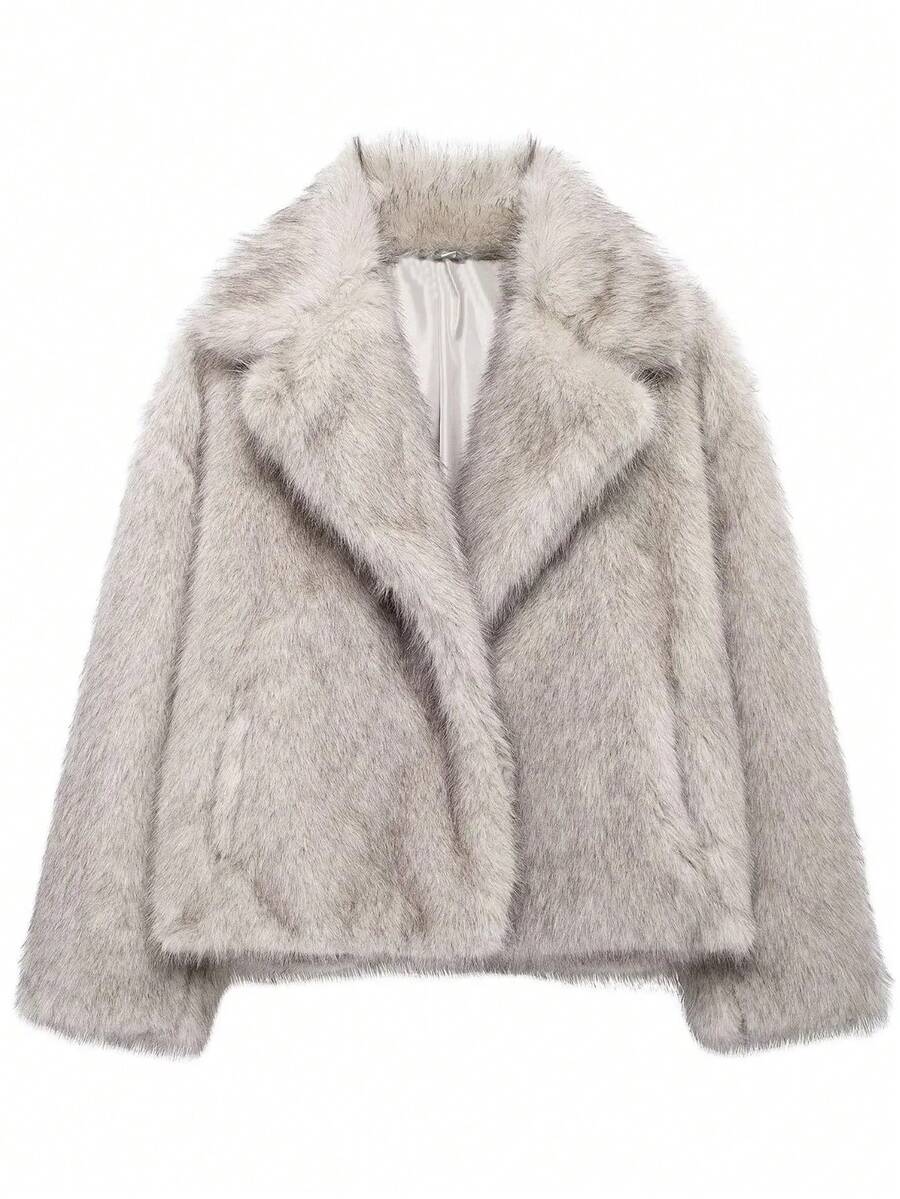 Winter Coat Female Faux Fur Coat Woman Autumn Winter Plush Fluffy Women's Jacket Warm New In Outerwears Red Gray Long Sleeve Hairy Furry Fur Coat