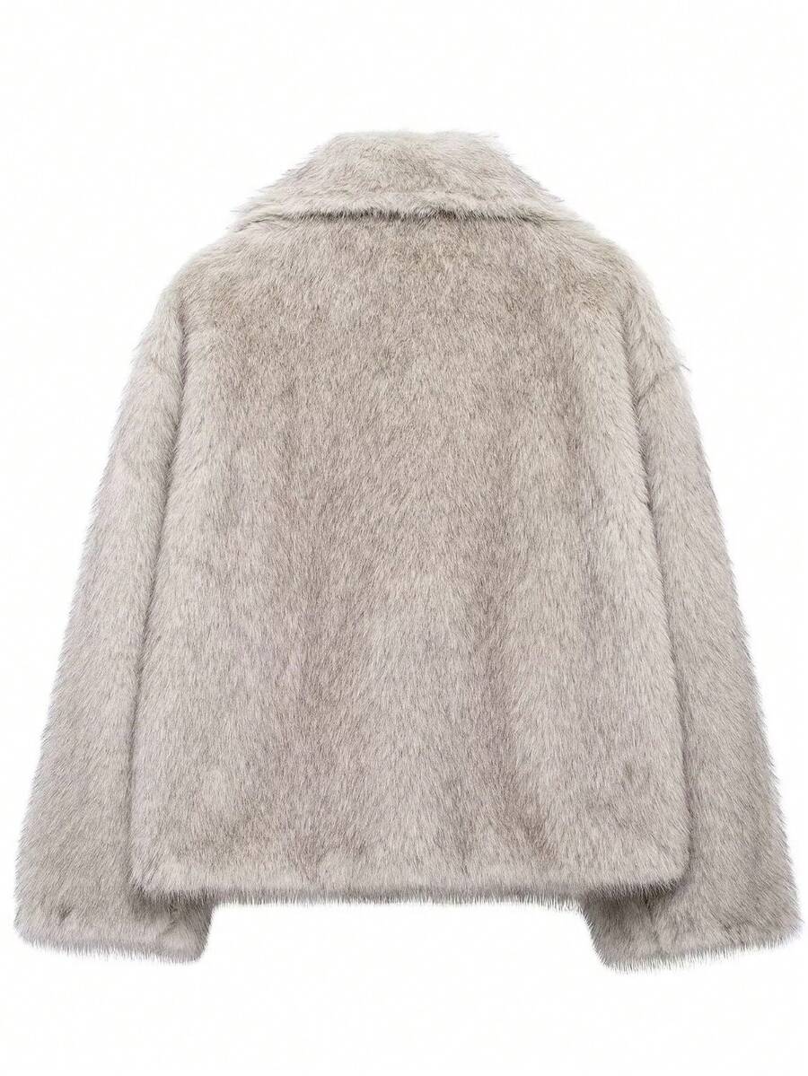 Winter Coat Female Faux Fur Coat Woman Autumn Winter Plush Fluffy Women's Jacket Warm New In Outerwears Red Gray Long Sleeve Hairy Furry Fur Coat