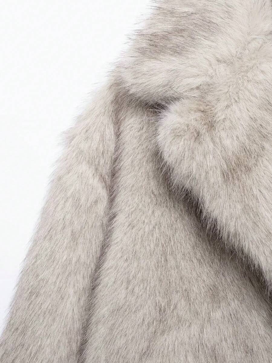 Winter Coat Female Faux Fur Coat Woman Autumn Winter Plush Fluffy Women's Jacket Warm New In Outerwears Red Gray Long Sleeve Hairy Furry Fur Coat