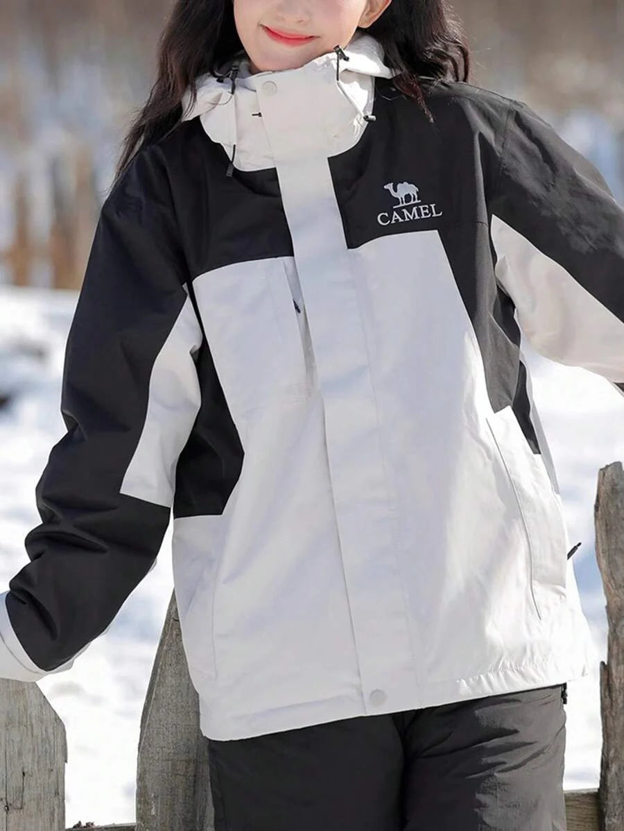 CAMEL CROWN Three-In-One Contrast Color Jacket, Detachable Two Pieces Set, Heavy Rain-Level Windproof And Waterproof Mountaineering Clothing