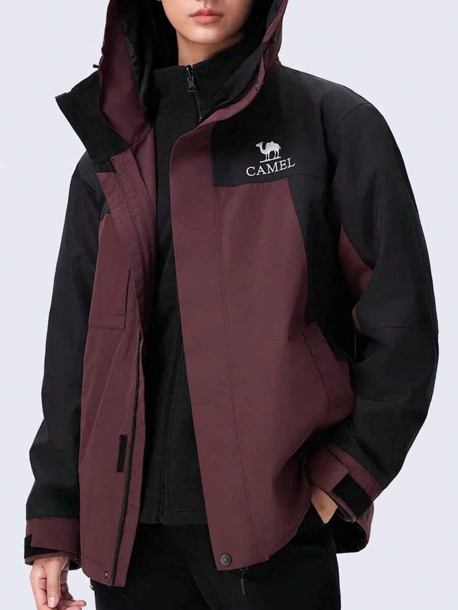 CAMEL CROWN Three-In-One Contrast Color Jacket, Detachable Two Pieces Set, Heavy Rain-Level Windproof And Waterproof Mountaineering Clothing