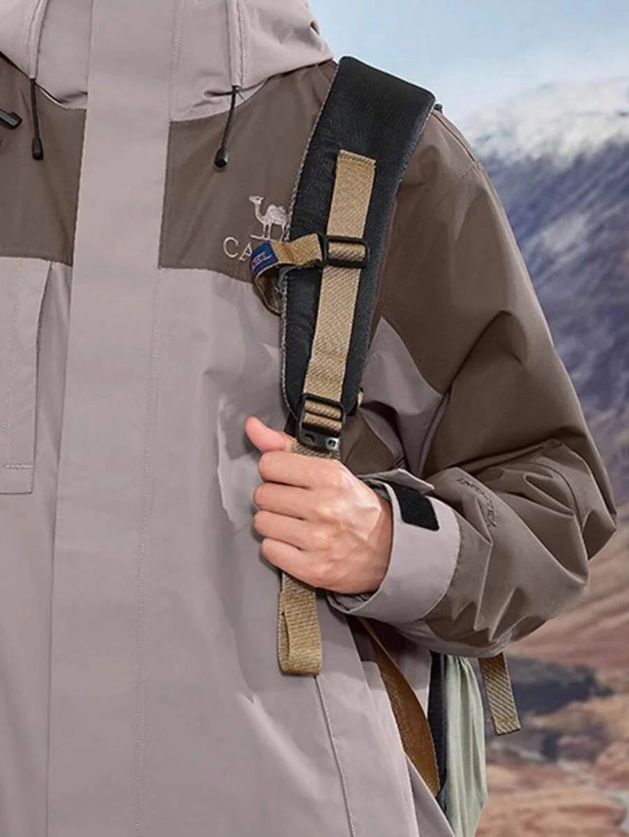 CAMEL CROWN Three-In-One Contrast Color Jacket, Detachable Two Pieces Set, Heavy Rain-Level Windproof And Waterproof Mountaineering Clothing