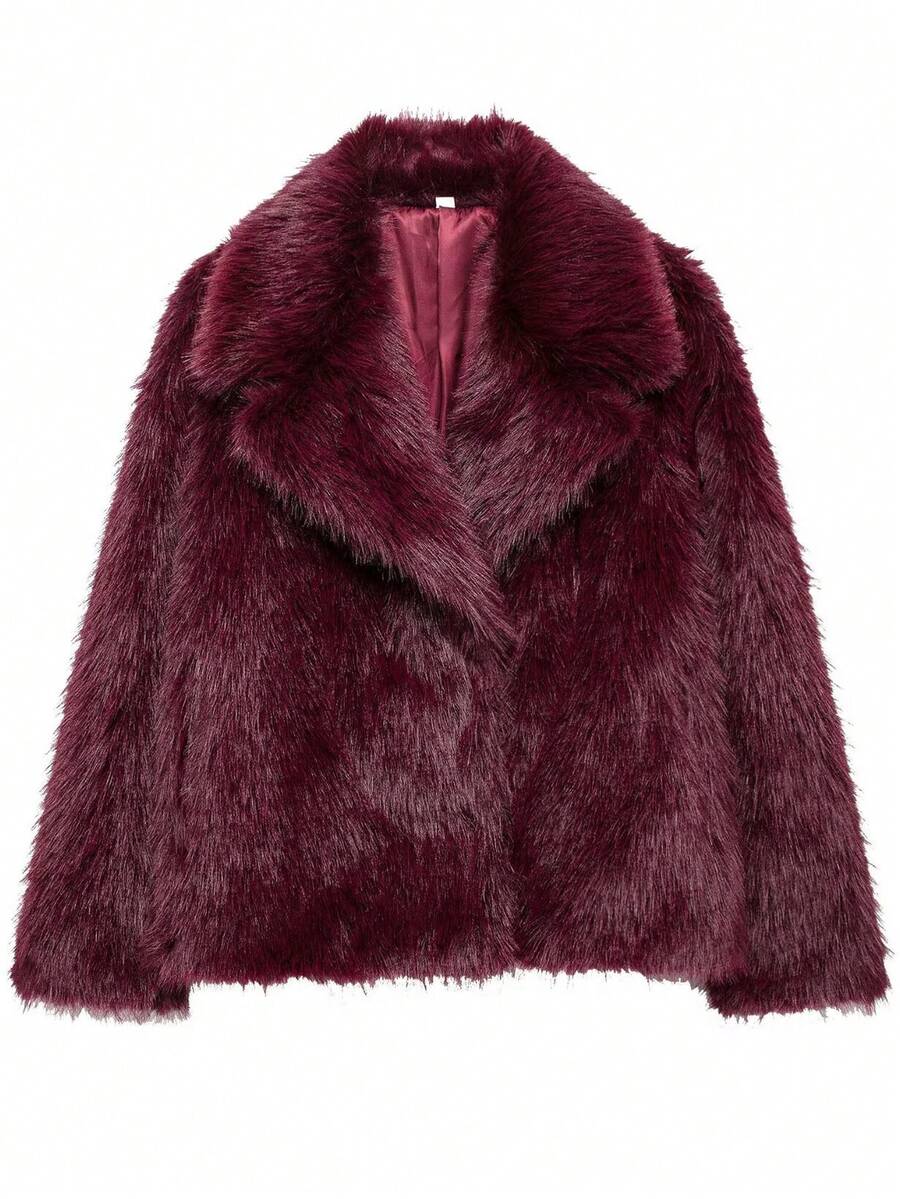 Winter Coat Female Faux Fur Coat Woman Autumn Winter Plush Fluffy Women's Jacket Warm New In Outerwears Red Gray Long Sleeve Hairy Furry Fur Coat