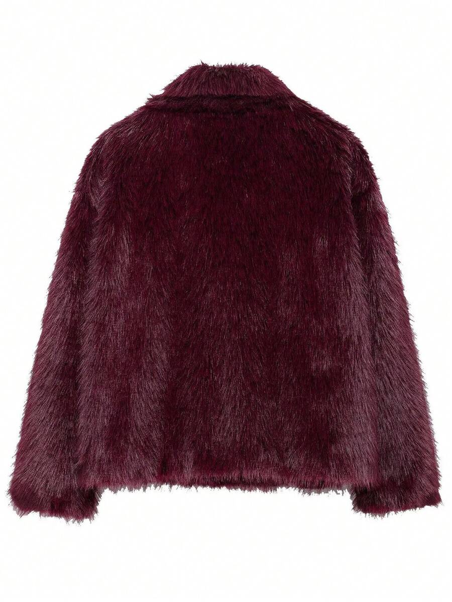 Winter Coat Female Faux Fur Coat Woman Autumn Winter Plush Fluffy Women's Jacket Warm New In Outerwears Red Gray Long Sleeve Hairy Furry Fur Coat