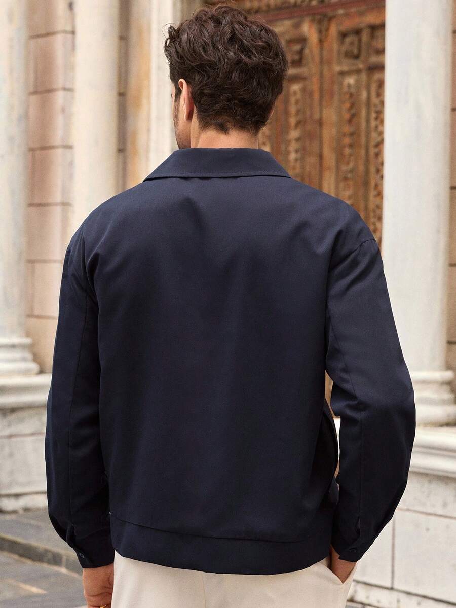 HIMLAND Men's Casual Floral Embroidered Jacket, Suitable For Everyday Wear, Fall, Winter