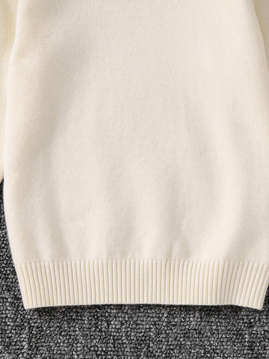 1pc Young Boys' Casual Comfortable Solid Color Versatile Loose Fit Turtleneck Sweater