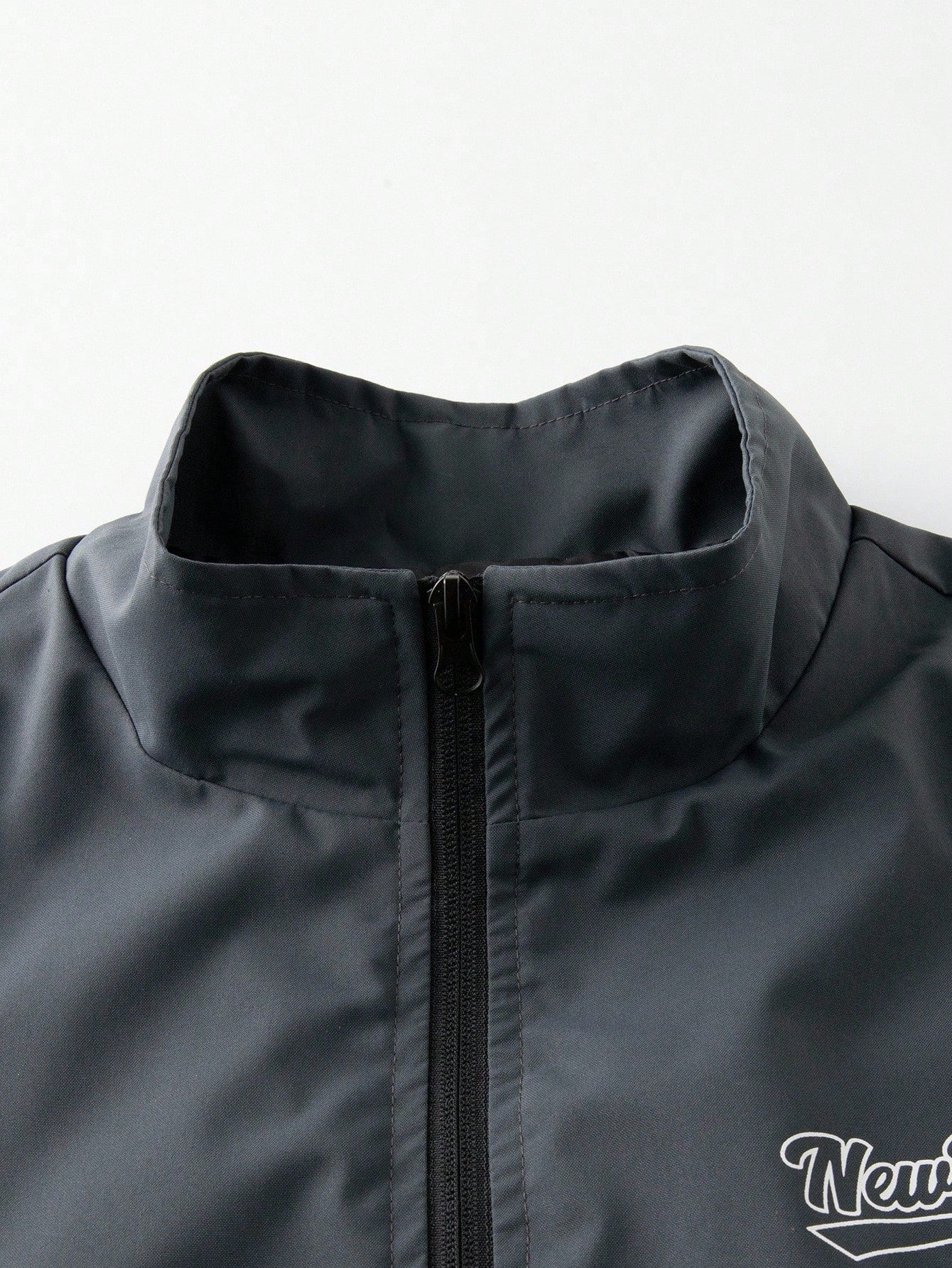 Manfinity Homme Mature Streetwear Colorblock Men's Jacket, Stand Collar Zipper Front Print Coat, Men Zip Up Jacket, Mens Spring Casual Lightweight Jacket, Sports Jacket