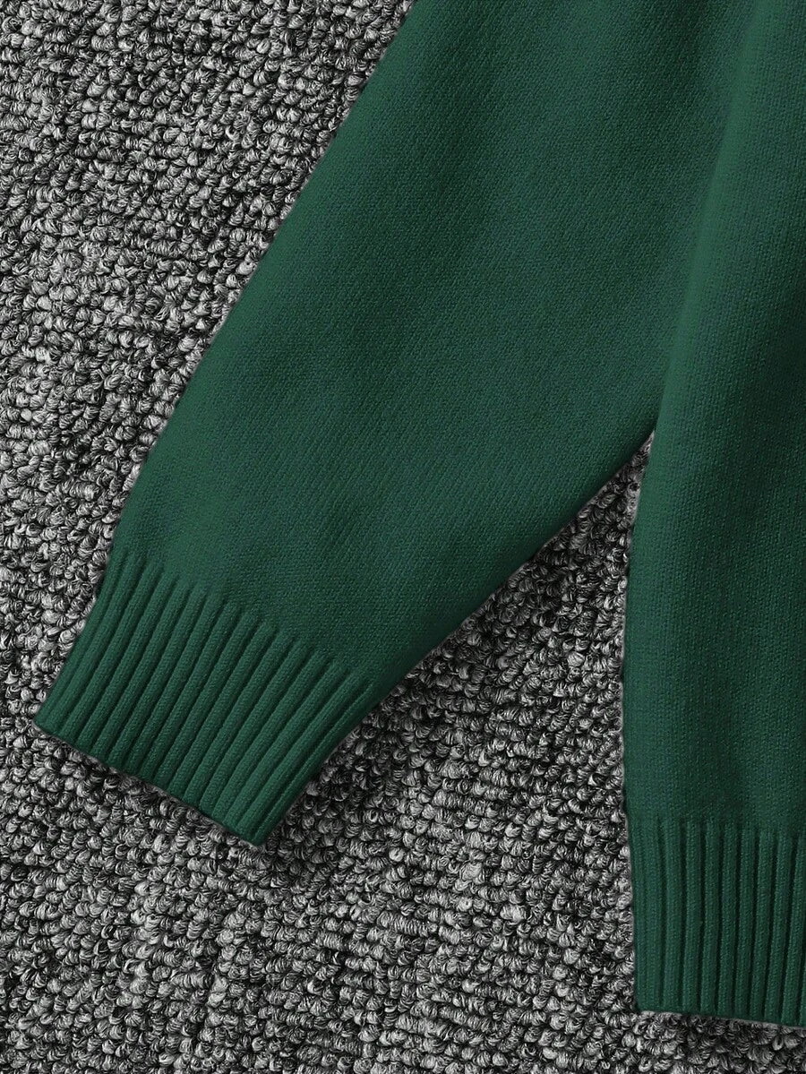 1pc Young Boys' Casual Comfortable Solid Color Versatile Loose Fit Turtleneck Sweater