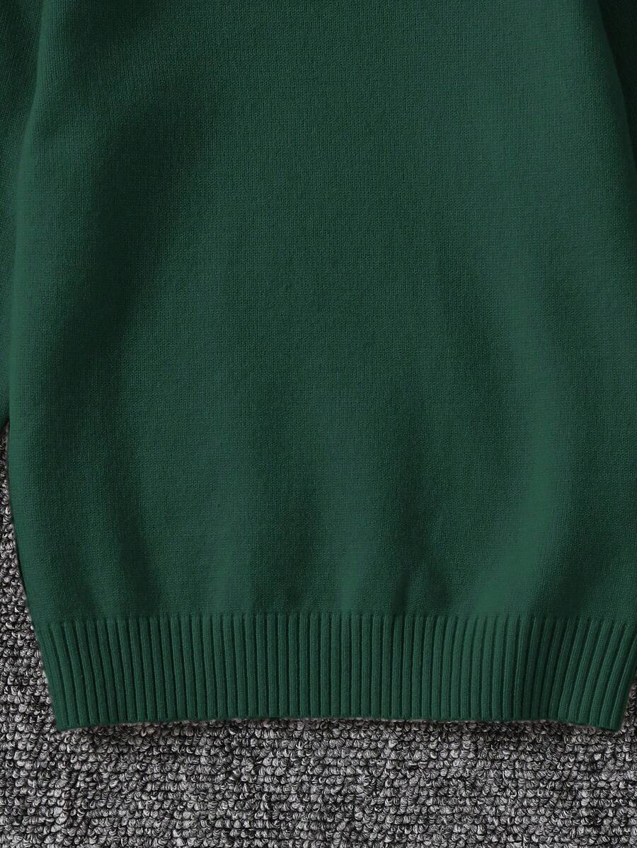 1pc Young Boys' Casual Comfortable Solid Color Versatile Loose Fit Turtleneck Sweater