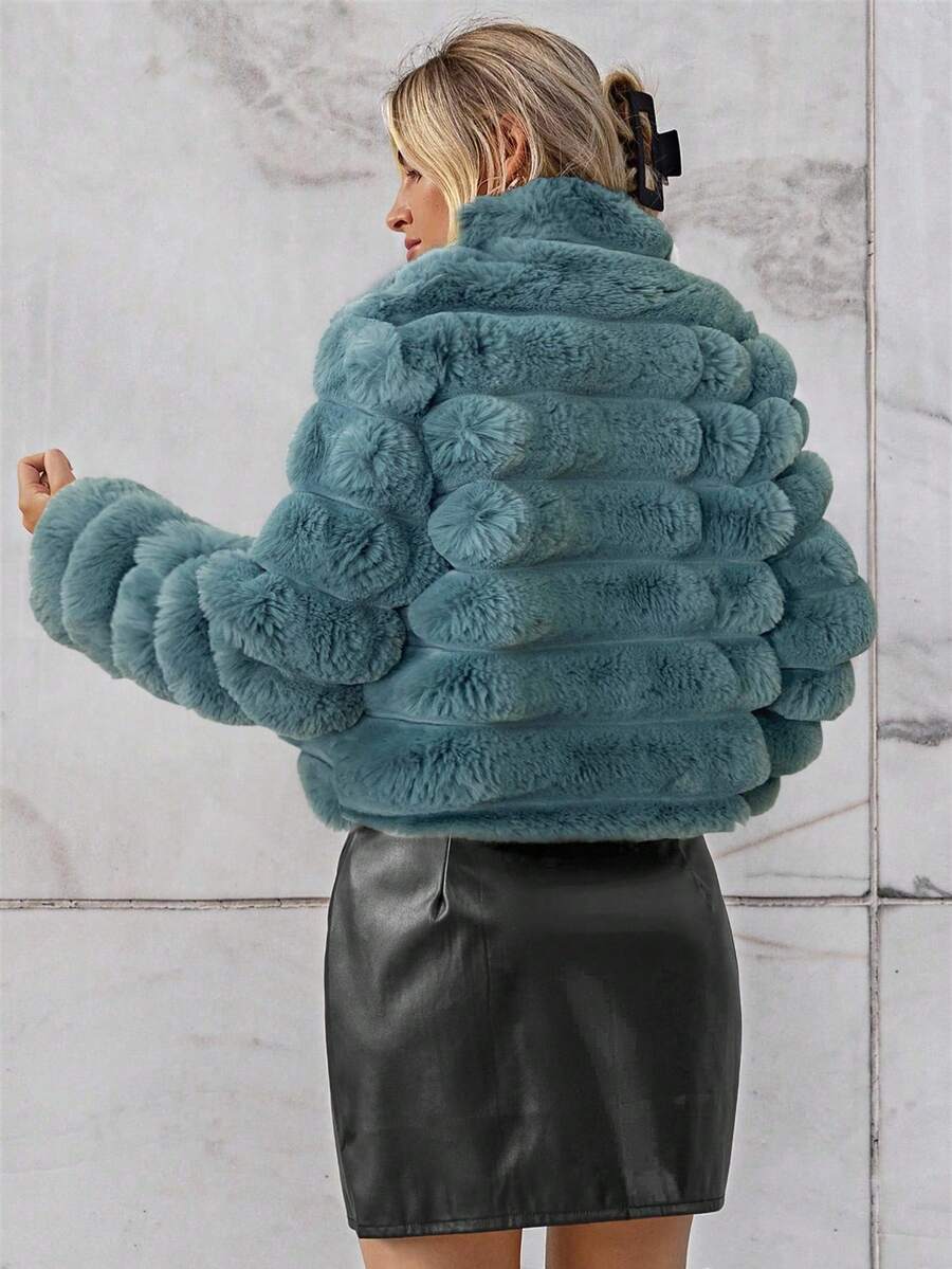 Firerie Women's Solid Color Long Sleeve Open Front Loose Faux Fur Jacket Autumn Winter Clothes For Women