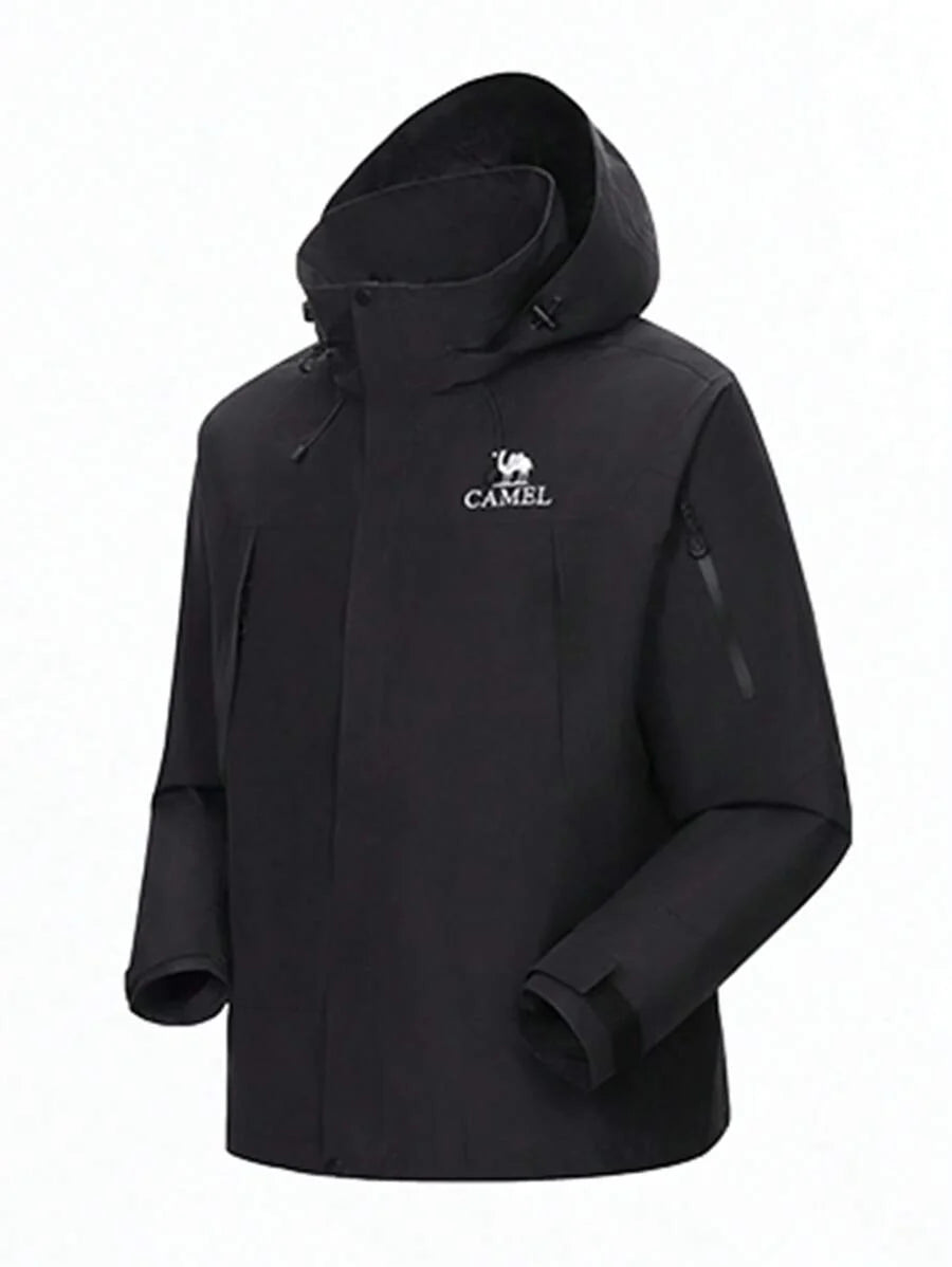 CAMEL Women's Waterproof Rain Jacket Lightweight Raincoat Hooded Hiking Jacket Softshell Windbreaker