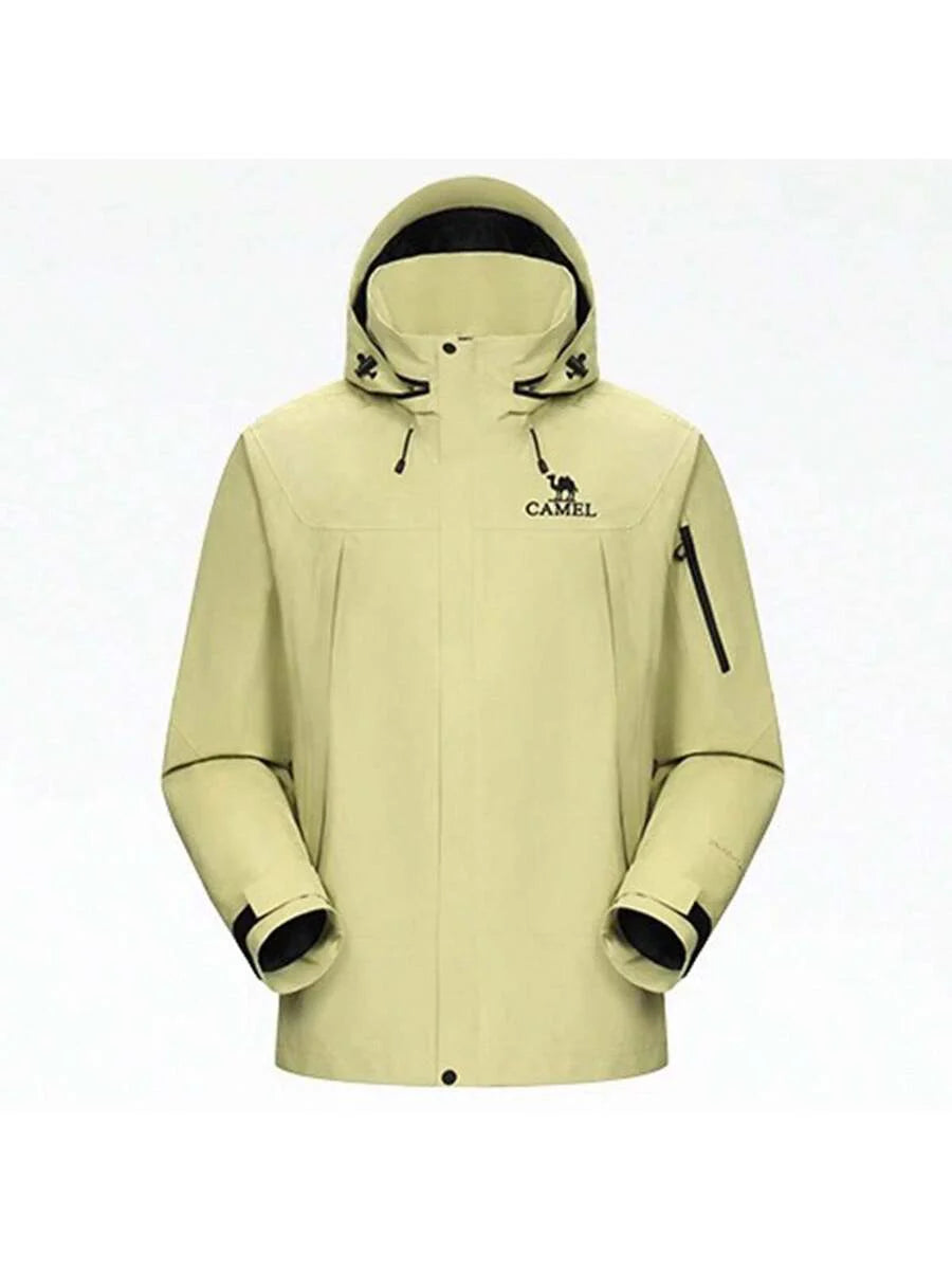 CAMEL Women's Waterproof Rain Jacket Lightweight Raincoat Hooded Hiking Jacket Softshell Windbreaker
