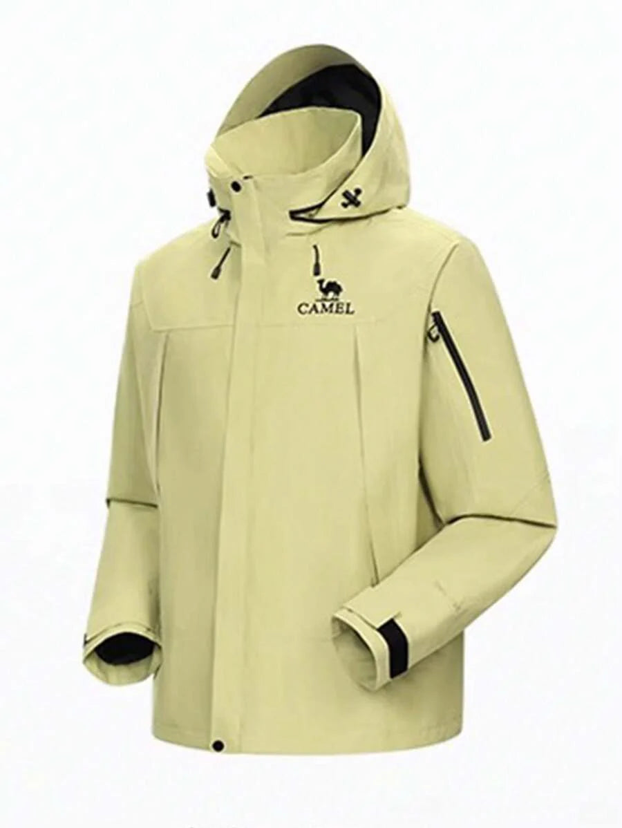 CAMEL Women's Waterproof Rain Jacket Lightweight Raincoat Hooded Hiking Jacket Softshell Windbreaker