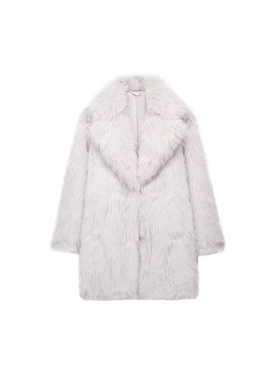 DEEKA Women's Winter New European & American Faux Fur Warm Oversized Plus Size Coat