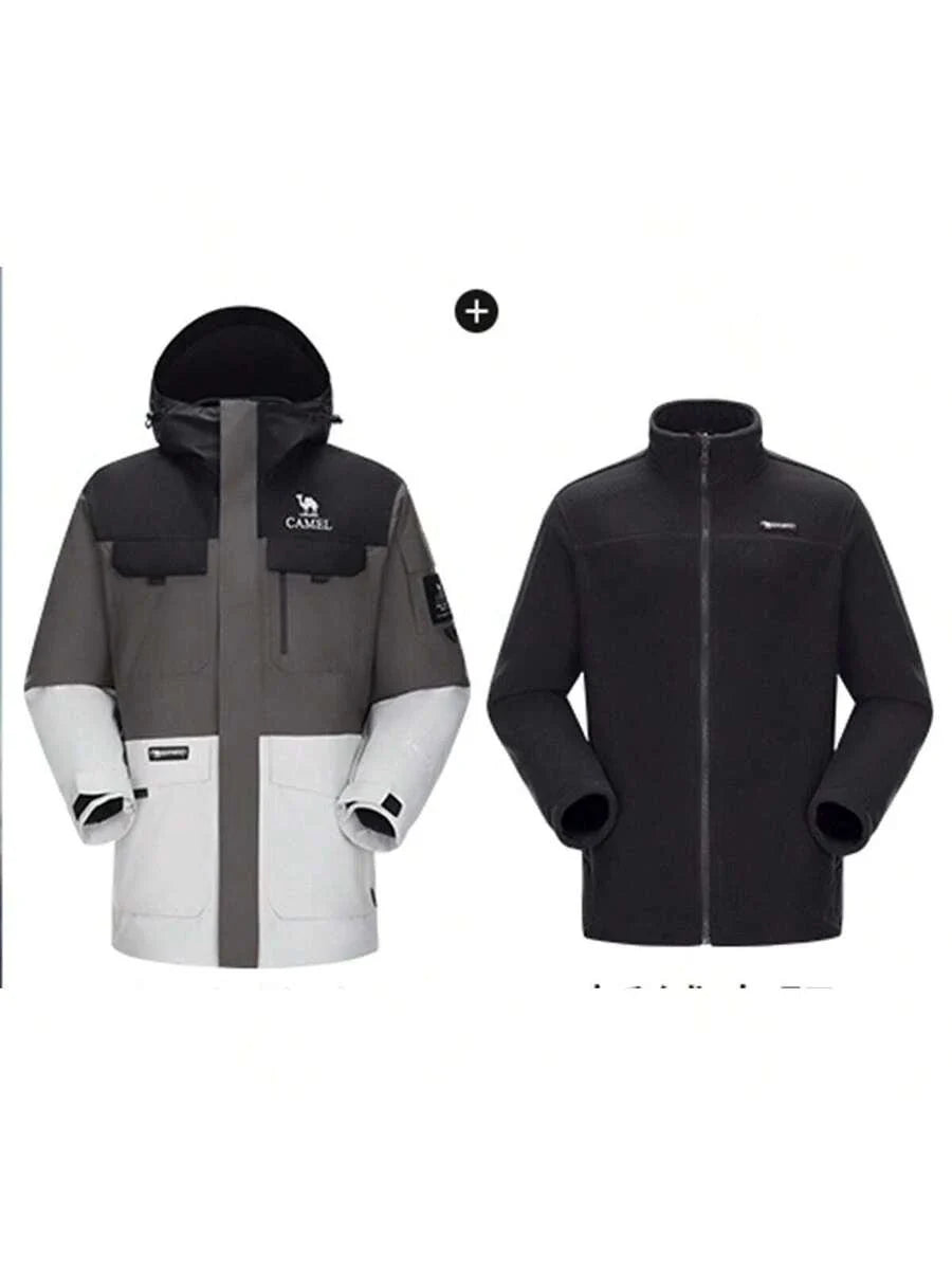CAMEL CROWN Outdoor Cold-Resistant Sports Jacket For Men In Autumn And Winter, Windproof And Waterproof Three-In-One Hiking And Mountaineering Jacket