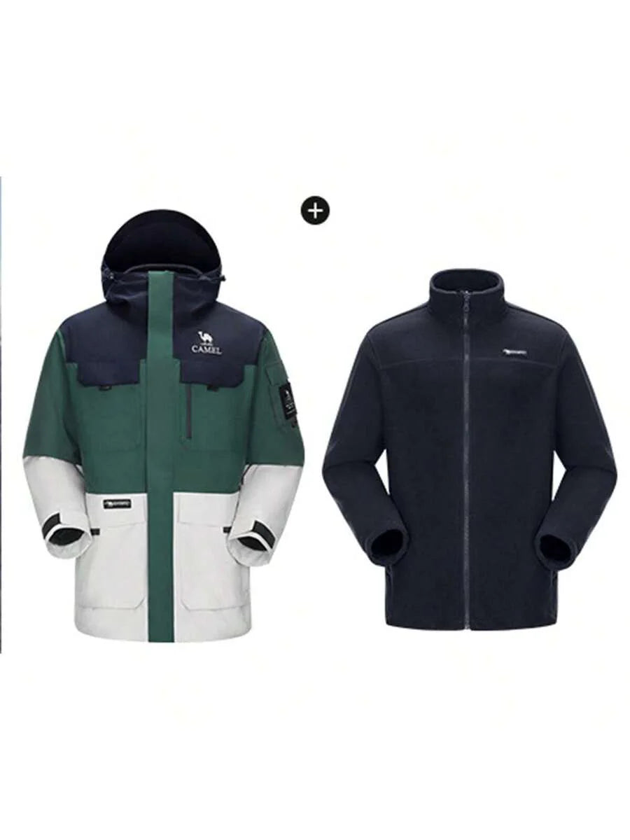 CAMEL CROWN Outdoor Cold-Resistant Sports Jacket For Men In Autumn And Winter, Windproof And Waterproof Three-In-One Hiking And Mountaineering Jacket