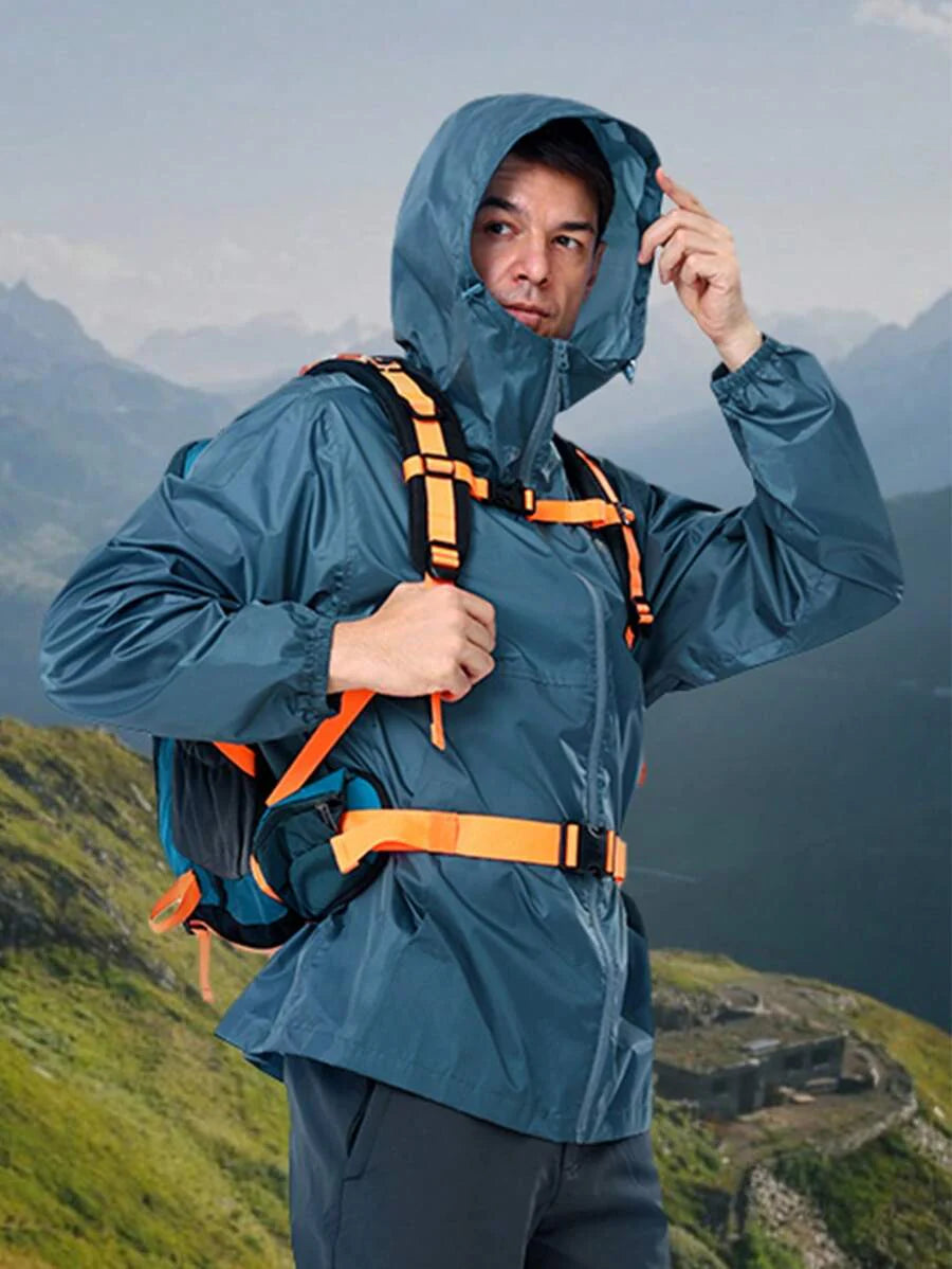 CAMEL CROWN Men's Waterproof Rain Jacket; Lightweight Windproof Hooded Raincoat, Suitable For Cycling, Hiking, Running, Golf