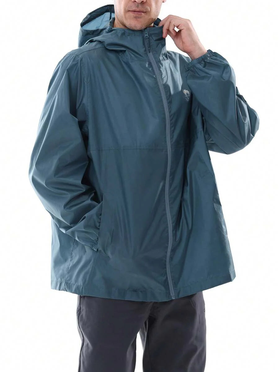 CAMEL CROWN Men's Waterproof Rain Jacket; Lightweight Windproof Hooded Raincoat, Suitable For Cycling, Hiking, Running, Golf