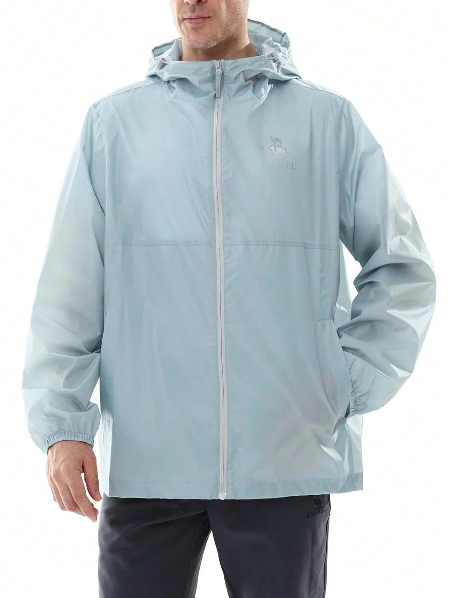 CAMEL CROWN Men's Waterproof Rain Jacket; Lightweight Windproof Hooded Raincoat, Suitable For Cycling, Hiking, Running, Golf