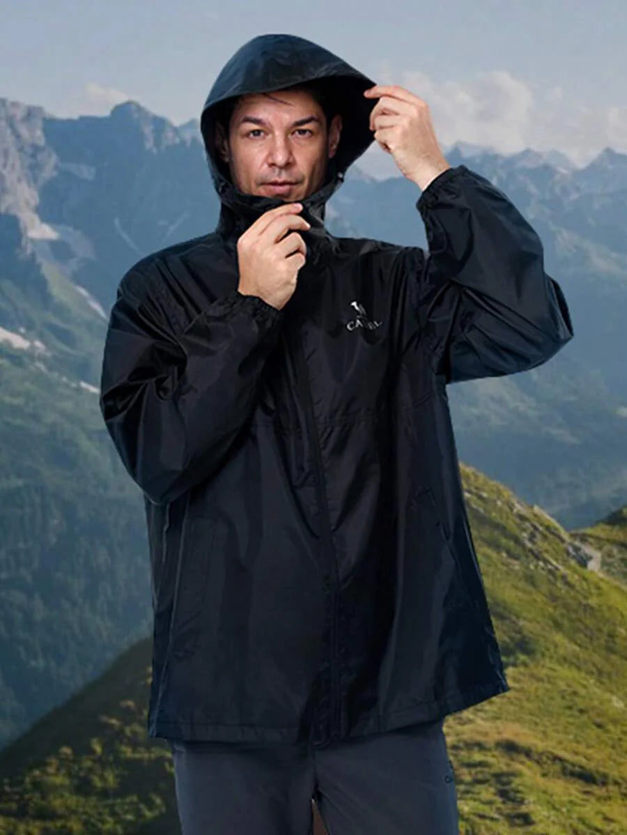 CAMEL CROWN Men's Waterproof Rain Jacket; Lightweight Windproof Hooded Raincoat, Suitable For Cycling, Hiking, Running, Golf