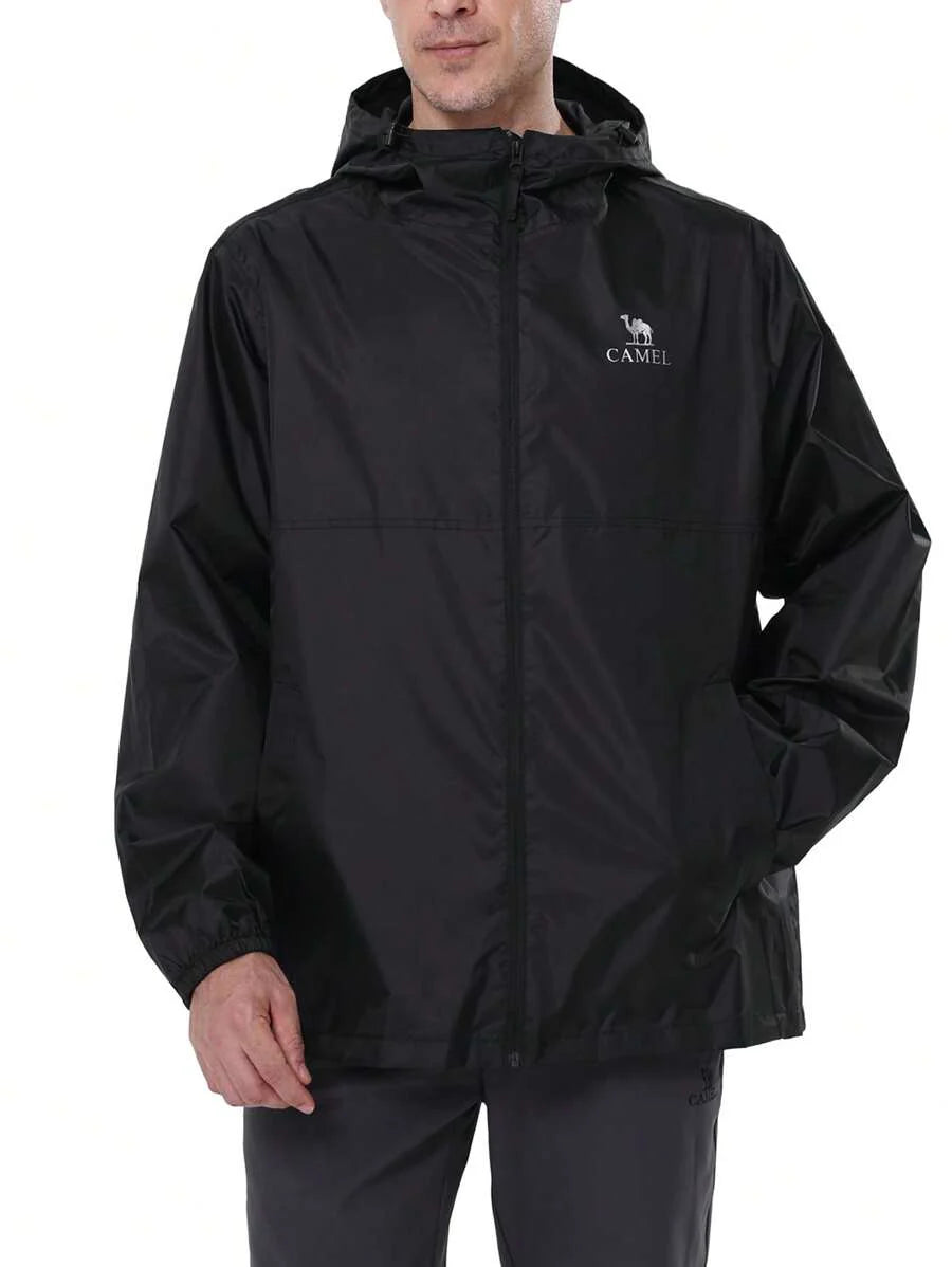 CAMEL CROWN Men's Waterproof Rain Jacket; Lightweight Windproof Hooded Raincoat, Suitable For Cycling, Hiking, Running, Golf
