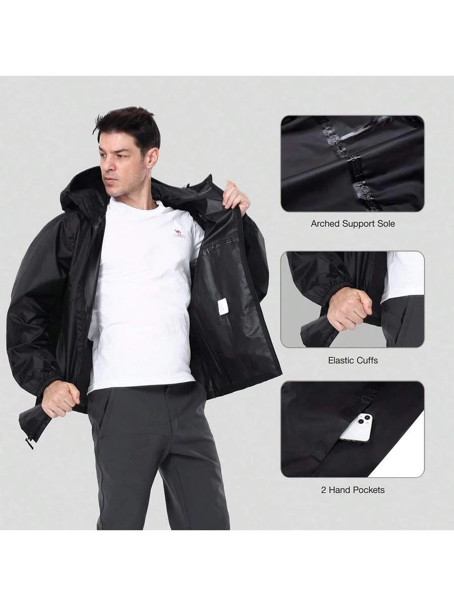 CAMEL CROWN Men's Waterproof Rain Jacket; Lightweight Windproof Hooded Raincoat, Suitable For Cycling, Hiking, Running, Golf
