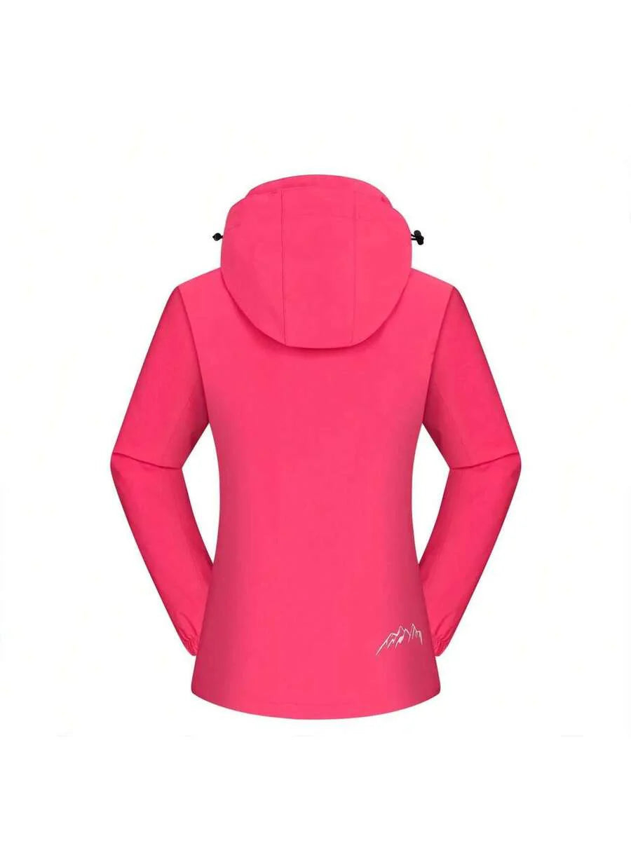1 Set Women Outdoor Sports Mountaineering Skiing Hiking Camping Windproof Waterproof Thermal Lined 3-In-1 Black Softshell Jacket And Fleece Top, Winter