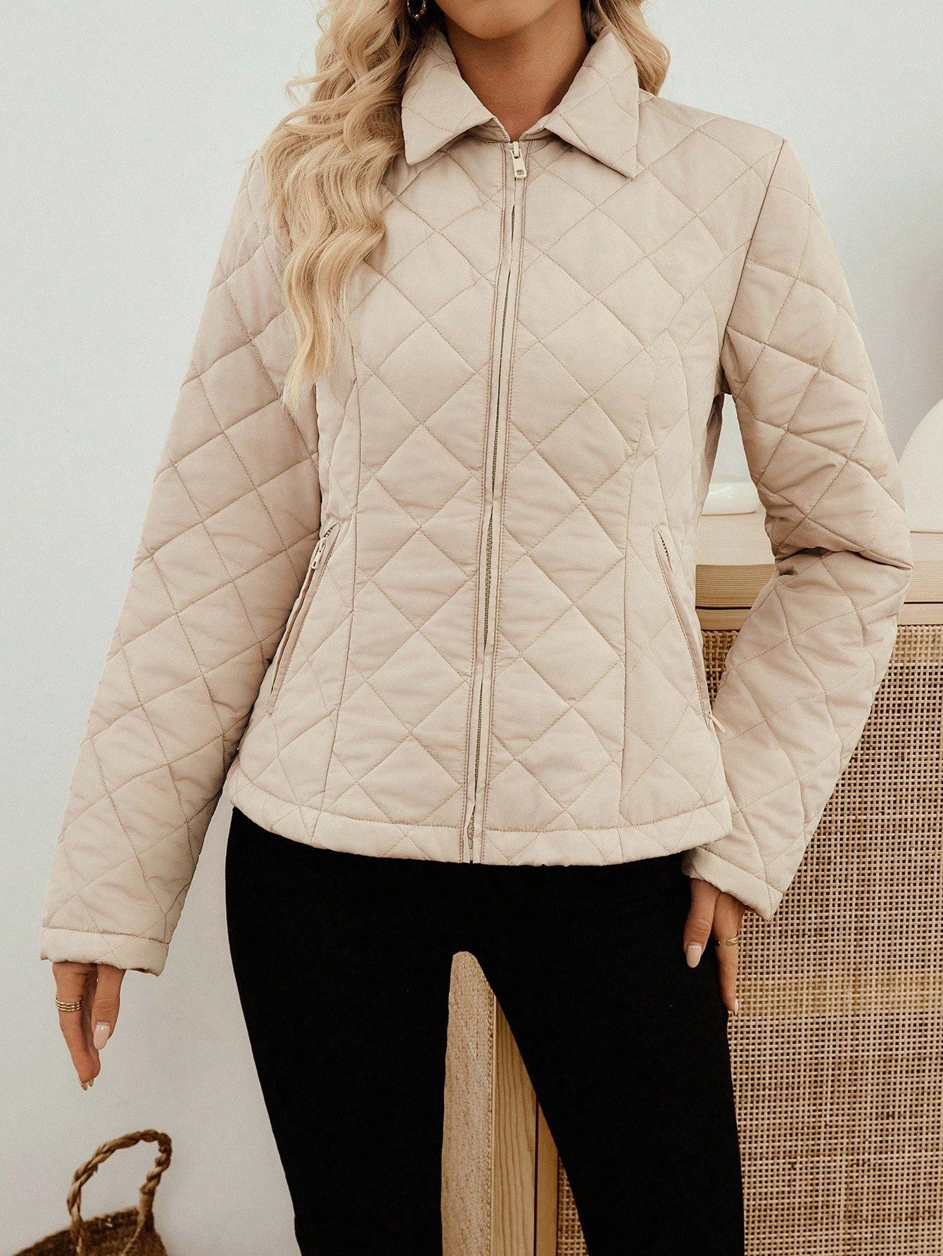 EMERY ROSE Women's Casual Solid Color Jacket, Autumn/Winter Quilted Jacket Women Jacket Women Coats Women Jackets Outerwear Women Women Quilted Jacket Women Outerwear Winter Clothes For Women Winter Jacket Winter Coat Winter Coat Women Winter Clothes Wom