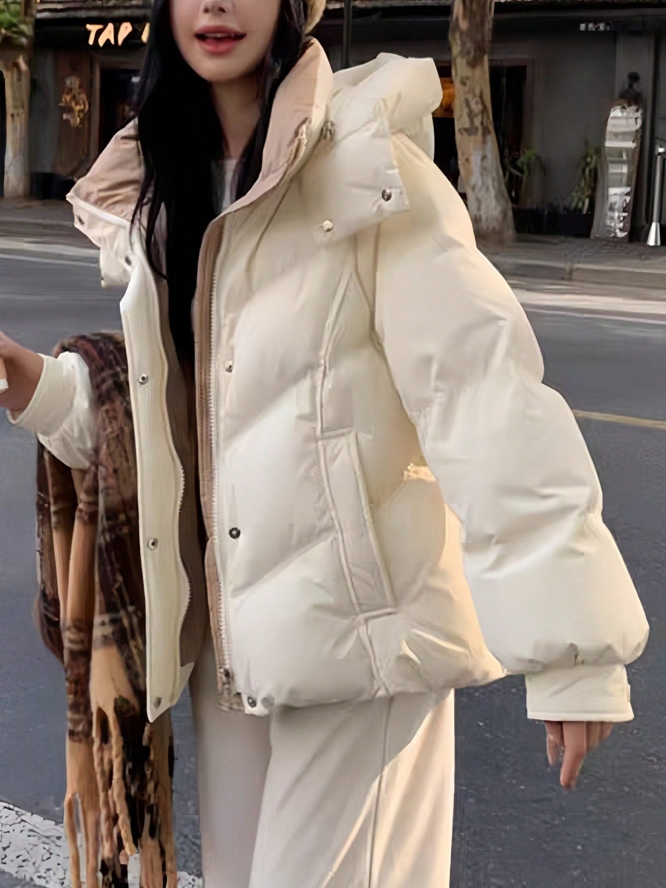 Winter Women's Hoodies Padded Down Coats Elegant Casual Solid Chic Party Birthday Zip Up Hooded Down Jackets Padded Parkas Korean Fashion Thicken Winter Coats Female Puffer Outwear Business Casual Woman Streetwear Clothes