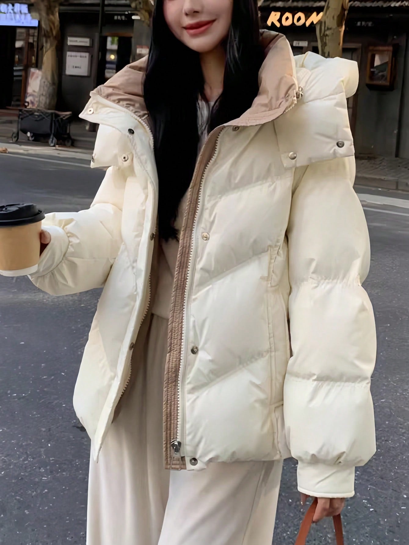 Winter Women's Hoodies Padded Down Coats Elegant Casual Solid Chic Party Birthday Zip Up Hooded Down Jackets Padded Parkas Korean Fashion Thicken Winter Coats Female Puffer Outwear Business Casual Woman Streetwear Clothes