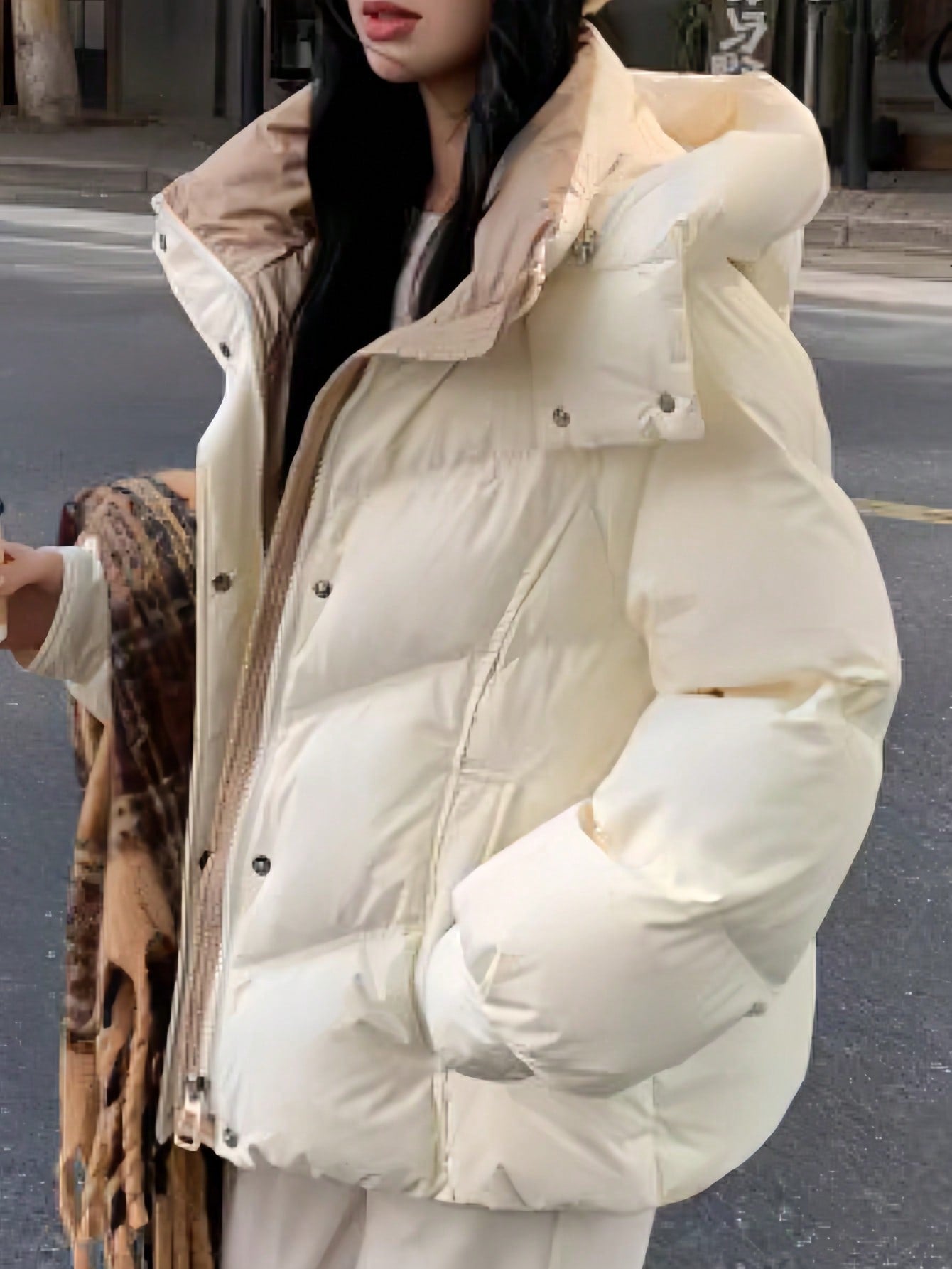 Winter Women's Hoodies Padded Down Coats Elegant Casual Solid Chic Party Birthday Zip Up Hooded Down Jackets Padded Parkas Korean Fashion Thicken Winter Coats Female Puffer Outwear Business Casual Woman Streetwear Clothes