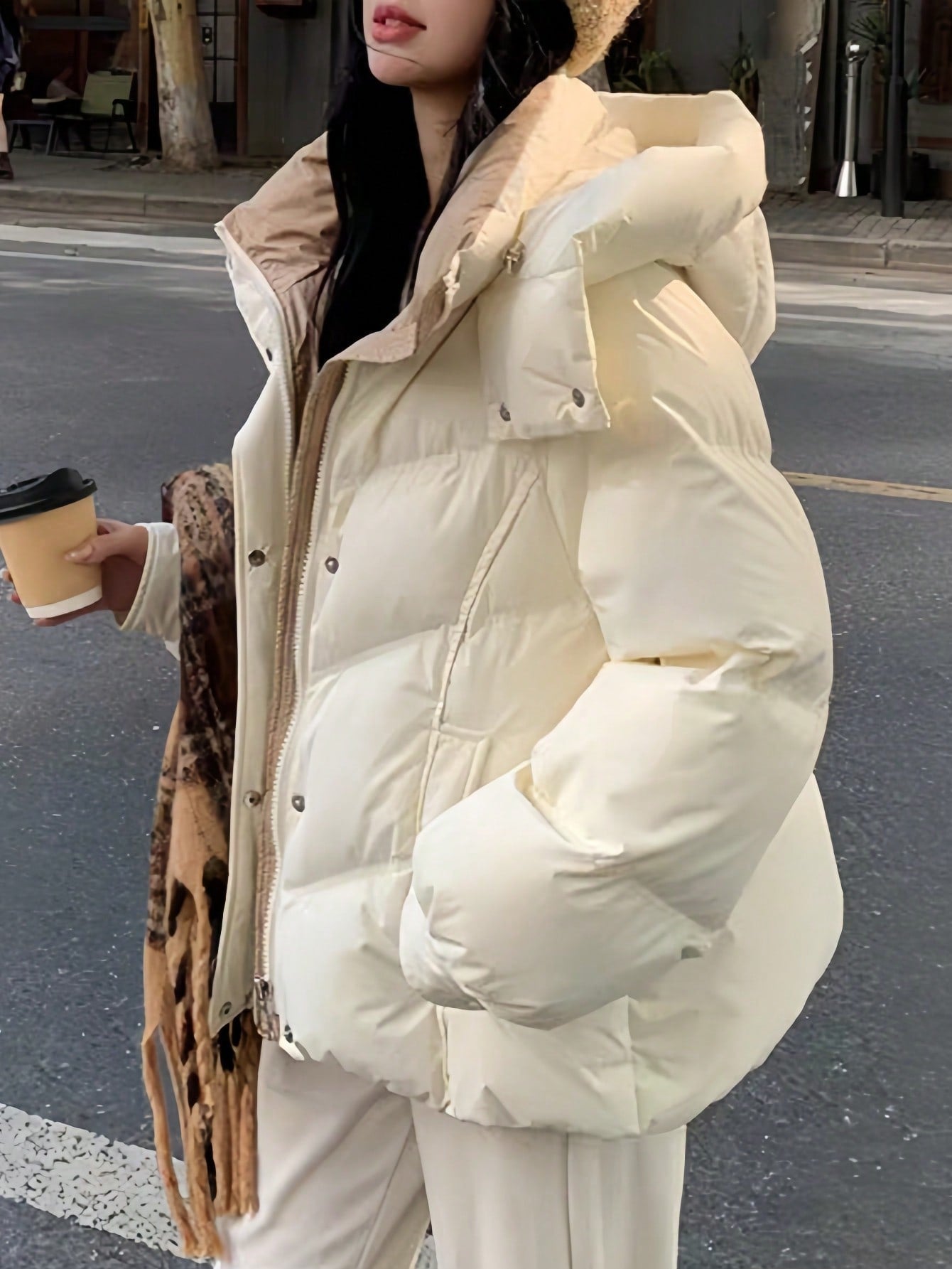 Winter Women's Hoodies Padded Down Coats Elegant Casual Solid Chic Party Birthday Zip Up Hooded Down Jackets Padded Parkas Korean Fashion Thicken Winter Coats Female Puffer Outwear Business Casual Woman Streetwear Clothes