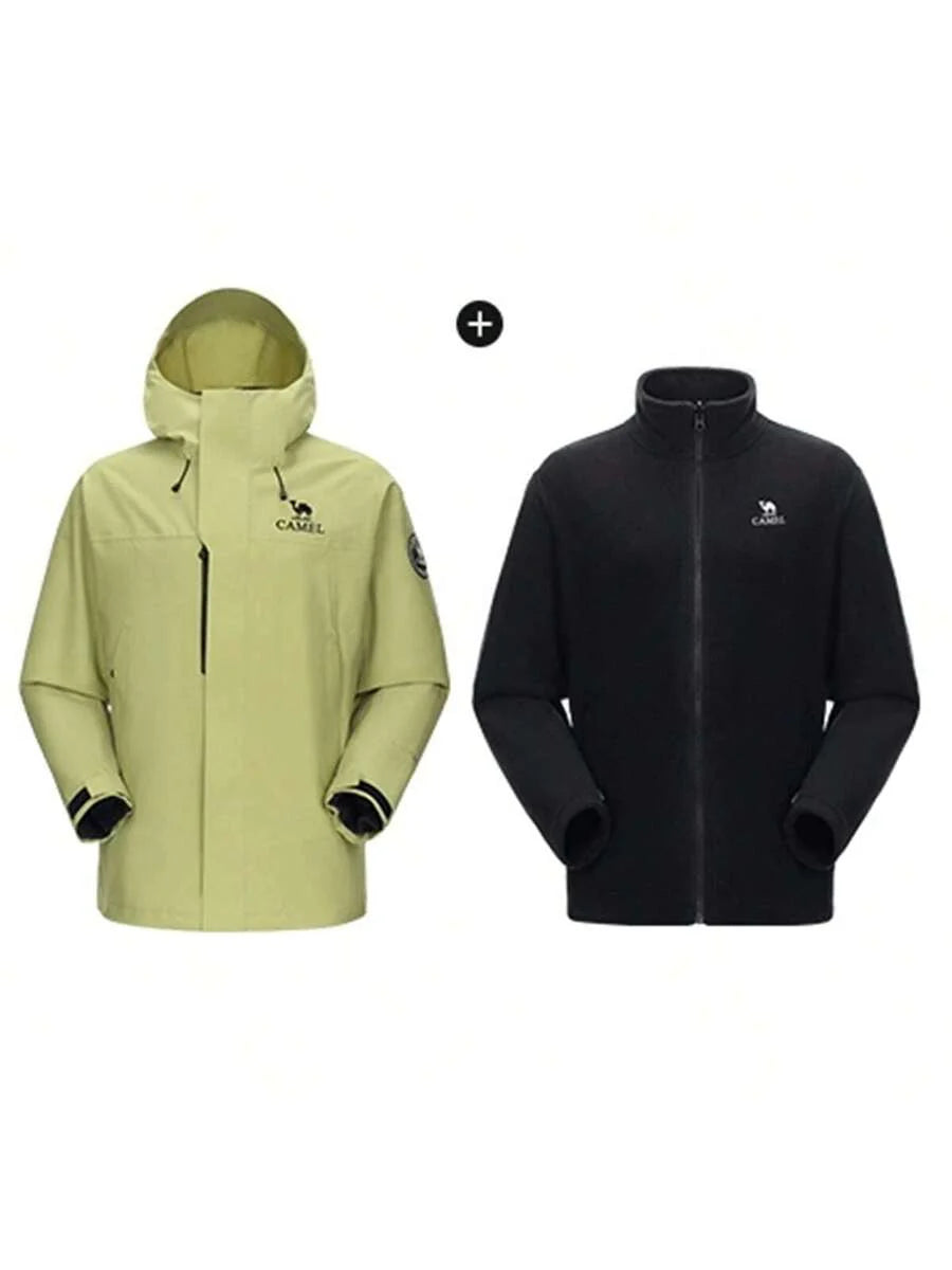 CAMEL CROWN Men's Three-In-One Down Jacket Detachable Fleece Lining Windproof And Waterproof Hardshell Mountaineering Jacket