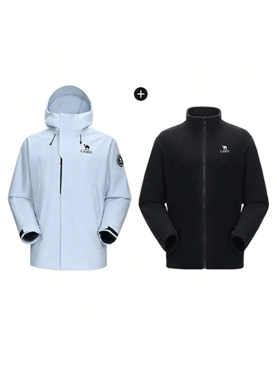 CAMEL CROWN Men's Three-In-One Down Jacket Detachable Fleece Lining Windproof And Waterproof Hardshell Mountaineering Jacket