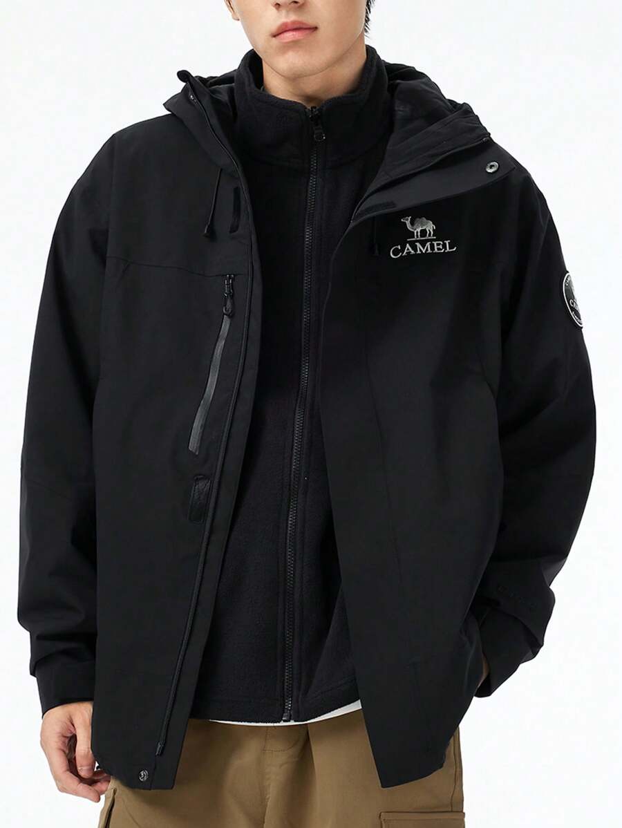 CAMEL CROWN Men's Three-In-One Down Jacket Detachable Fleece Lining Windproof And Waterproof Hardshell Mountaineering Jacket