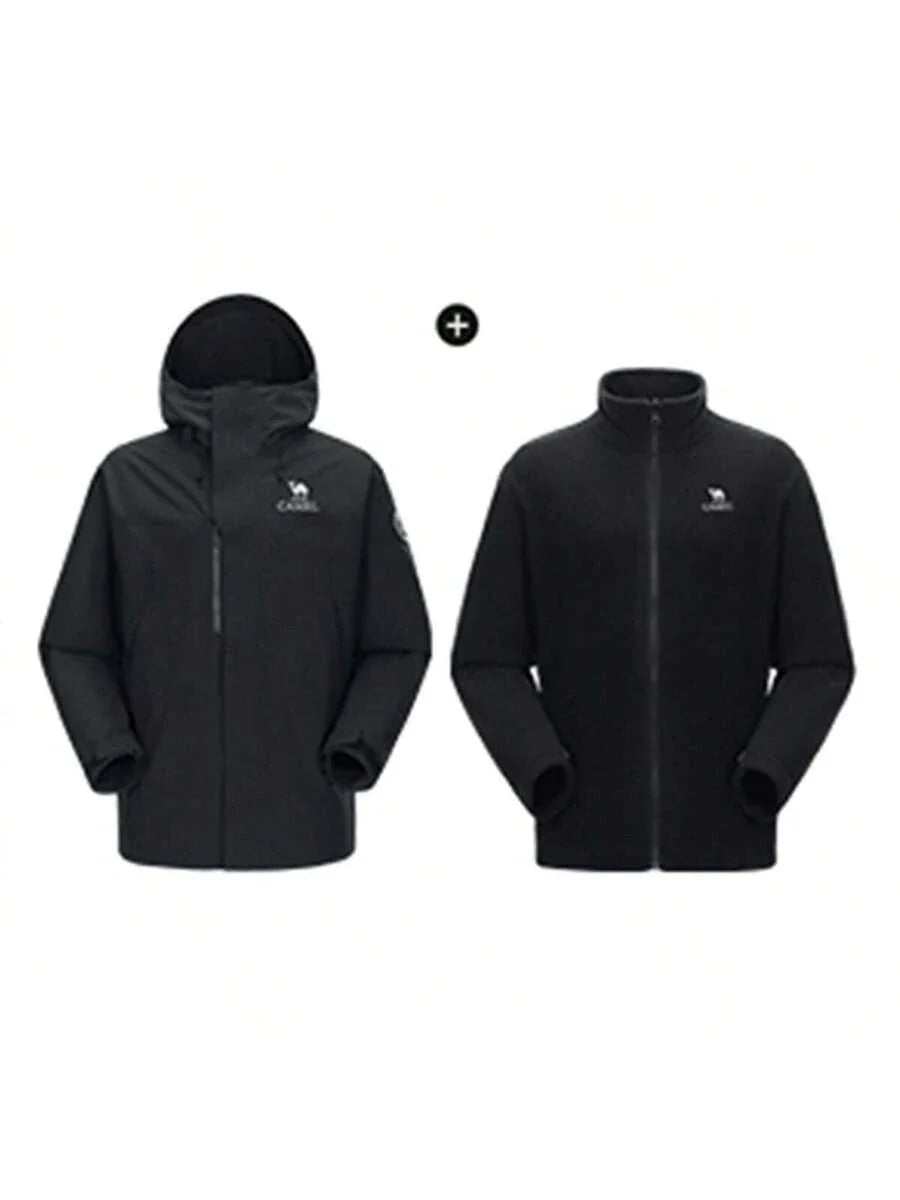 CAMEL CROWN Men's Three-In-One Down Jacket Detachable Fleece Lining Windproof And Waterproof Hardshell Mountaineering Jacket