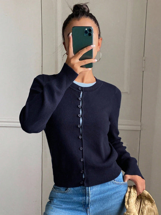 DAZY Women's Patchwork 2 In 1 Round Neck Long Sleeve Casual Street Wear Knit Sweater, Autumn/Winter