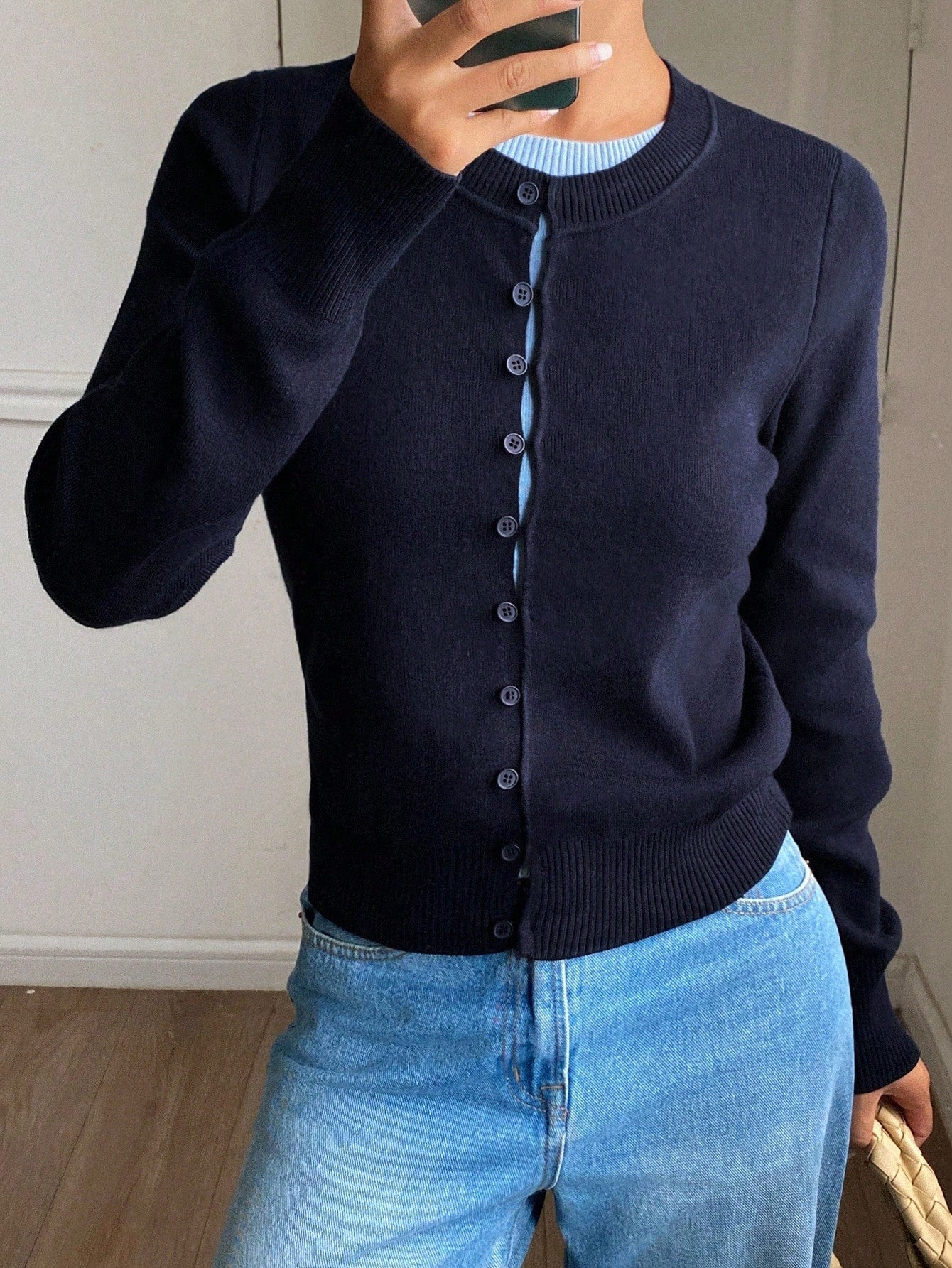 DAZY Women's Patchwork 2 In 1 Round Neck Long Sleeve Casual Street Wear Knit Sweater, Autumn/Winter