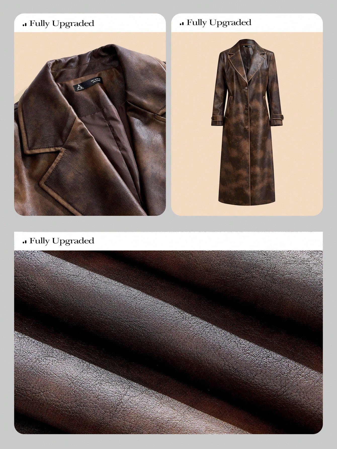 Anewsta Women's Modern Turndown Collar Tie Dye Washed Faux Leather Windbreaker Jacket, Suitable For Autumn, Fall, Winter, Going Out, Elegant, Formal, Party, Chic, New Year, Women's Winter Coat, Christmas, Work, Graduation, Wedding